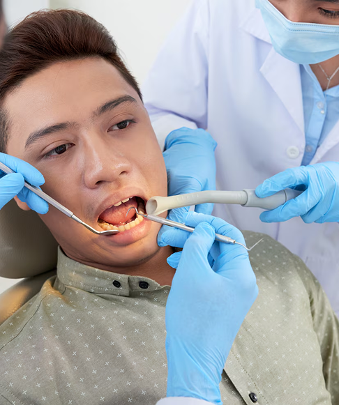 Dermatologist examining skin