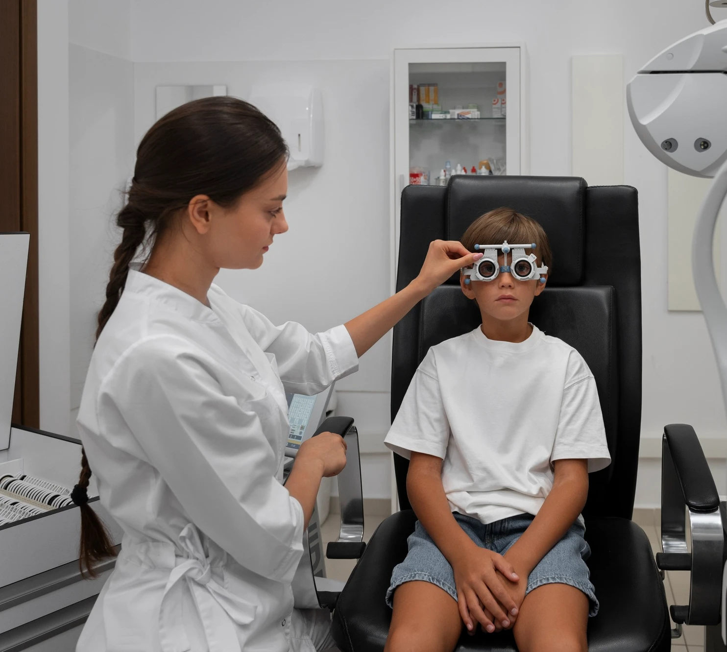 Dermatologist examining skin